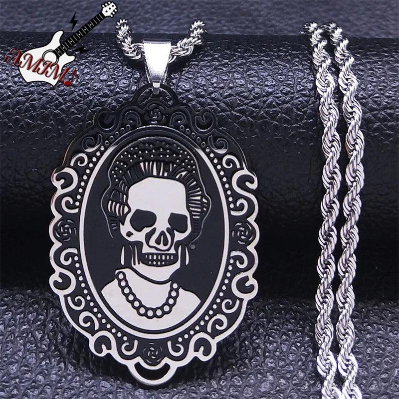 Gothic Skull Stainless Steel Necklace Punk Halloween Gift