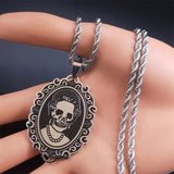 Gothic Skull Stainless Steel Necklace Punk Halloween Gift