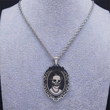 Gothic Skull Stainless Steel Necklace Punk Halloween Gift