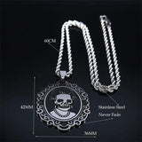 Gothic Skull Stainless Steel Necklace Punk Halloween Gift
