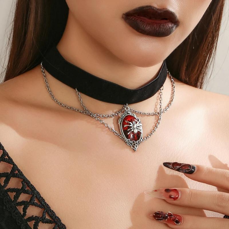 Gothic Rope Choker Pendant Necklace for Women Girls Halloween Jewelry