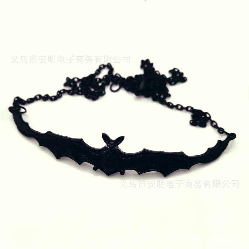 Gothic Flying Bat Collar Necklace Halloween Spooky Men Women Short