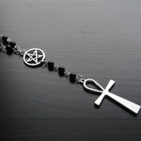 Neo-Gothic Large Cross Beaded Necklace Halloween Gift