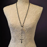 Neo-Gothic Large Cross Beaded Necklace Halloween Gift