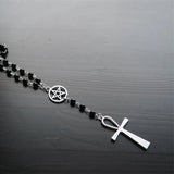 Neo-Gothic Large Cross Beaded Necklace Halloween Gift