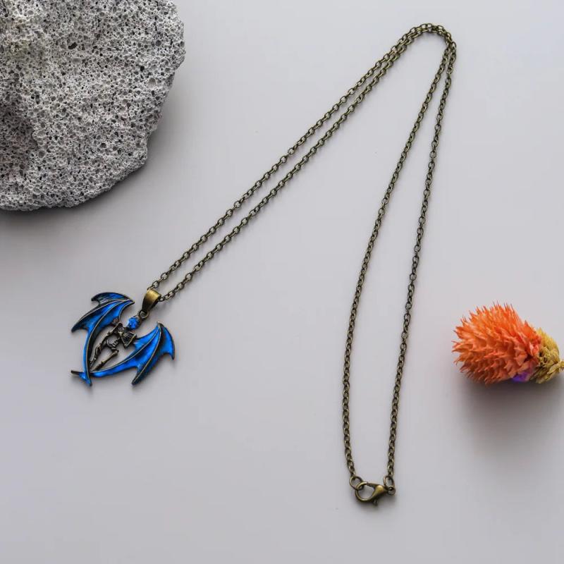 Glow In The Dark Bat Pendant Necklace for Men Punk Halloween Jewelry