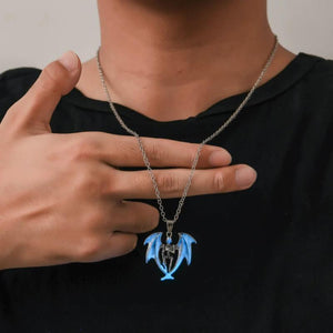Glow In The Dark Bat Pendant Necklace for Men Punk Halloween Jewelry
