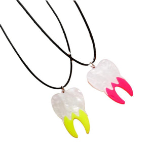 Halloween Cartoon Acrylic Pendant Necklace Crystal Teeth Skull Mushroom Gift