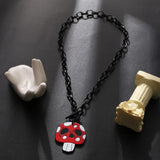 Halloween Cartoon Acrylic Pendant Necklace Crystal Teeth Skull Mushroom Gift