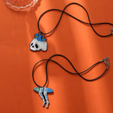 Halloween Cartoon Acrylic Pendant Necklace Crystal Teeth Skull Mushroom Gift