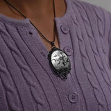 Bat Cemetery Glass Pendant Necklace Halloween Gothic Choker