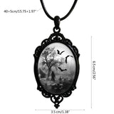 Bat Cemetery Glass Pendant Necklace Halloween Gothic Choker