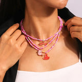 Boho Multilayer Seed Bead Chain Halloween Pendant Necklace Set