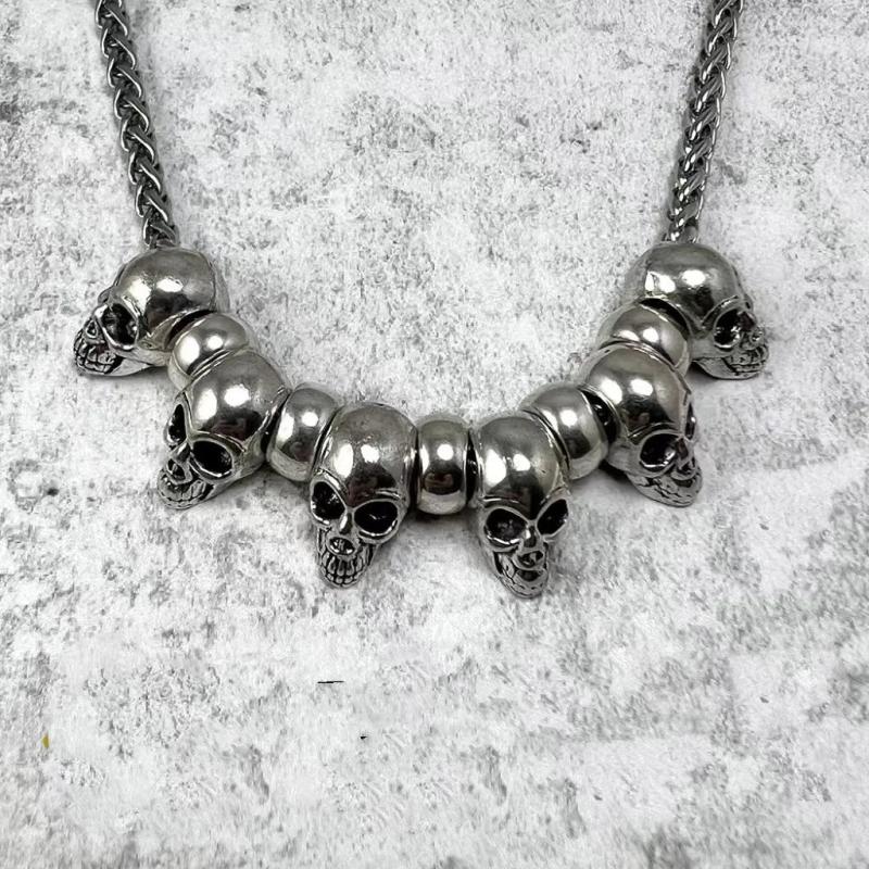 Skull Head Necklace Punk Rock Metal Hip Hop Skeleton Halloween Cosplay Jewelry