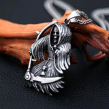 Stainless Steel Gothic Death God Skull Grim Reaper Pendant Necklace Men Women