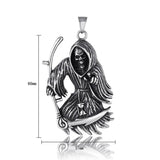 Stainless Steel Gothic Death God Skull Grim Reaper Pendant Necklace Men Women