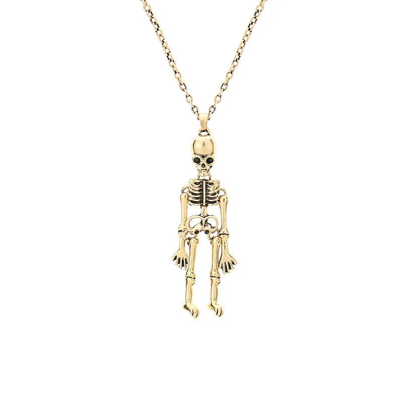 Vintage Halloween Skeleton Ghost Pendant Necklace Long Sweater Chain