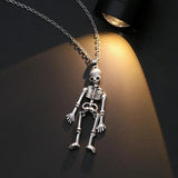 Vintage Halloween Skeleton Ghost Pendant Necklace Long Sweater Chain