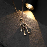 Vintage Halloween Skeleton Ghost Pendant Necklace Long Sweater Chain
