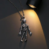 Vintage Halloween Skeleton Ghost Pendant Necklace Long Sweater Chain