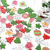 100pcs Christmas Wooden Buttons 2 Hole Sewing Button for DIY Craft