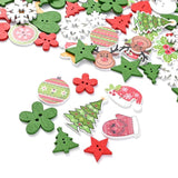 100pcs Christmas Wooden Buttons 2 Hole Sewing Button for DIY Craft