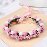 2pcs 6Colors Artificial PE Rose Wedding Flower Bride Bridesmaid Head Hand Ring