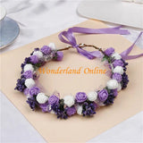 2pcs 6Colors Artificial PE Rose Wedding Flower Bride Bridesmaid Head Hand Ring