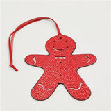 Gingerbread Man Xmas Bear Shape PU Leather Christmas Decorations