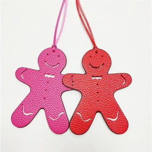 Gingerbread Man Xmas Bear Shape PU Leather Christmas Decorations