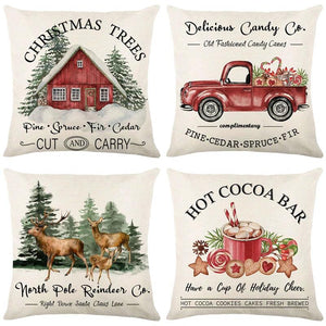Linen Christmas Pillow Cover 45x45cm Winter Decor
