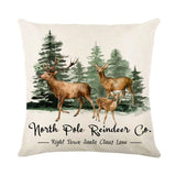 Linen Christmas Pillow Cover 45x45cm Winter Decor