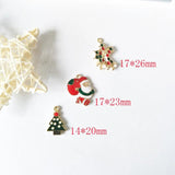 10pcs Enamel Santa Claus Bells Christmas Tree Charms Pendants for Jewelry Making