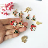 10pcs Enamel Santa Claus Bells Christmas Tree Charms Pendants for Jewelry Making