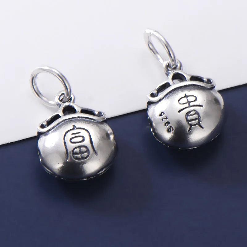 925 Sterling Silver Vintage Bracelet with Bell Charms for DIY Jewelry Making