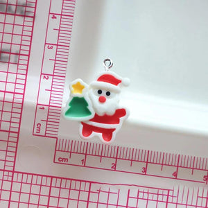 10Pcs Santa Claus Tree Resin Charms for Jewelry DIY Earrings Necklace