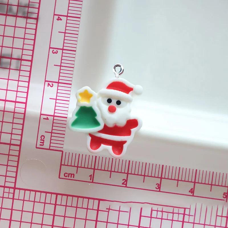 10Pcs Santa Claus Tree Resin Charms for Jewelry DIY Earrings Necklace