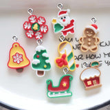 10Pcs Santa Claus Tree Resin Charms for Jewelry DIY Earrings Necklace