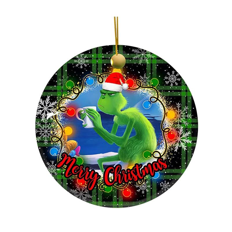 Cross Border Christmas Decoration Pendant Green Supplies Alec Flat Pendant