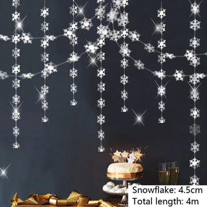 Silver Snowflake Garland Banner for Winter Wonderland Party Decorations