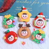 10Pcs Christmas Wreath Elk Charms for Jewelry Making DIY