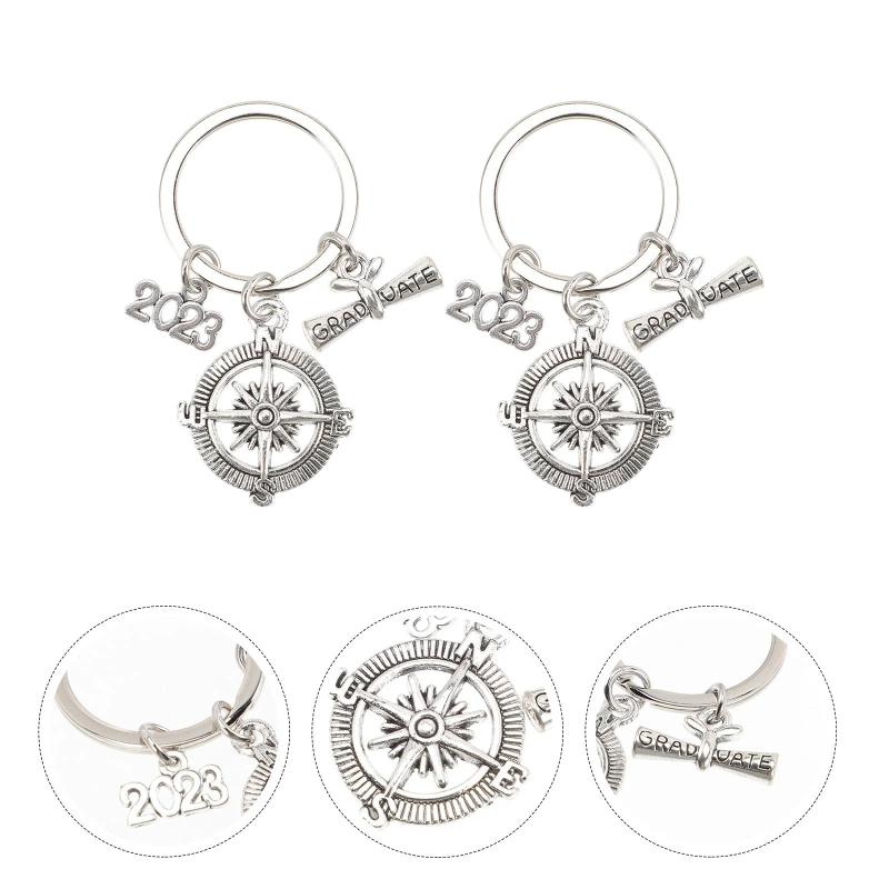 2 Pcs Graduation Season Keychain Christmas Decor Ornament Ring