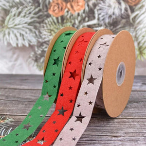 10m Non-woven Star Red Christmas Ribbon