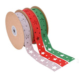 10m Non-woven Star Red Christmas Ribbon