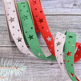 10m Non-woven Star Red Christmas Ribbon