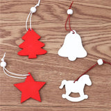 12pcs Xmas Car Wooden Pendants Tree Ornaments Home Decor Kids Gift
