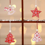 12pcs Xmas Car Wooden Pendants Tree Ornaments Home Decor Kids Gift