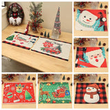 Christmas Santa Claus Linen Tablecloth Insulated Table Mat