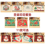 Christmas Santa Claus Linen Tablecloth Insulated Table Mat