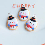 10Pcs Cartoon Deer Santa Claus Resin Charms for DIY Christmas Jewelry Making